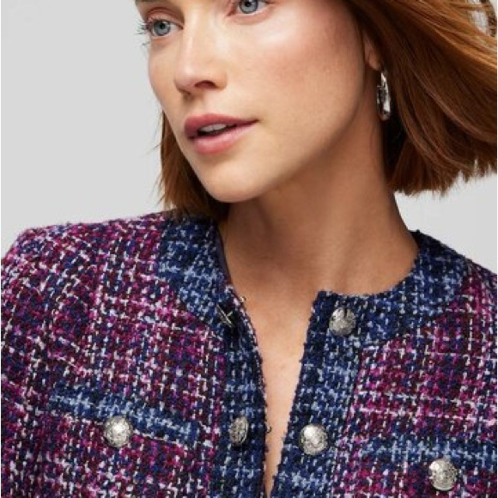 WHBM Tweed Stylist Jacket, Hollyhock, Size 4 - Picture 2 of 14